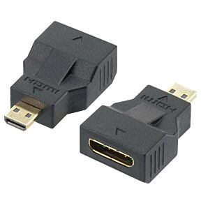 HDMI adapter micro vtič/mini vtičnica, v črni barvi