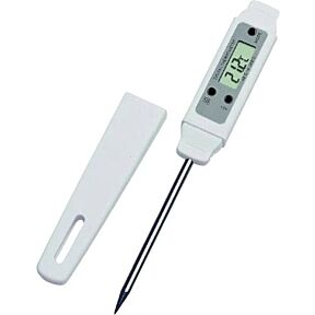 Digitalni vbodni termometer -40°C do 200°C z zaščito sonde pred poškodbani, v beli barvi in preglednim LCD za odčitavanje