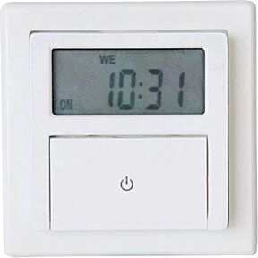 Digitalna stikalna ura, podometna, z LCD prikazovalnikom in velikim gumbom za vklop, bele barve