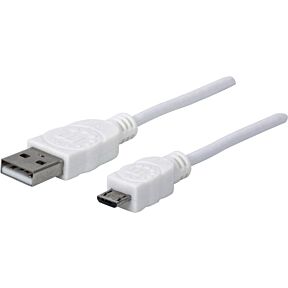 USB 2.0 kabel USB-A vtič/USB-micro vtič 1,8m bel Manhattan