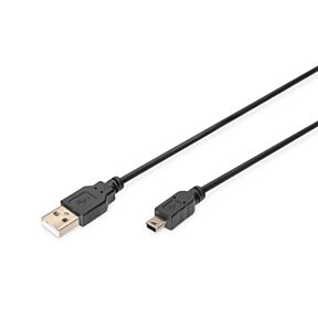 USB 2.0 kabel USB-A vtič/USB-mini vtič 1,8m črn Digitus
