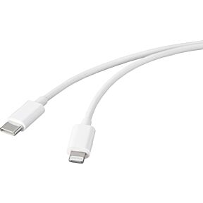USB kabel USB 2.0 USB-C vtič, Apple Lightning vtič,1.00 m bela barva
