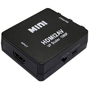 Pretvornik pretvori visokokakovosten video signal HDMI v običajen kompozitni video signal, v črni barvi