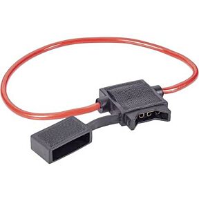 Kabelski nosilec za avtio varovalko, nosilec v črni barvi, kabel v rdeči barvi