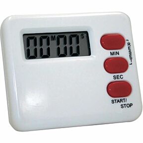Digitalni odštevalnik/časovnik 99 minut/59 sekund Eurotime, v beli barvi in rdečimi gumbi za upravljanje