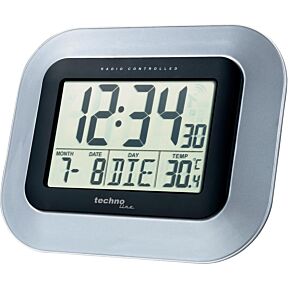 Digitalna stenska ura s prikazom časa, datuma, temperature, Črno srebrne barve