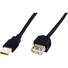 USB kabel 2.0 A vtič/A vtičnica raven 3m črn Digitus