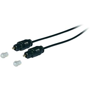Optični audio kabel dolžine 1m, z zaščito za kontakte na beli podlagi