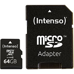 Micro SDXC spominska kartica 64GB +SD adapter Class 10 Intenso